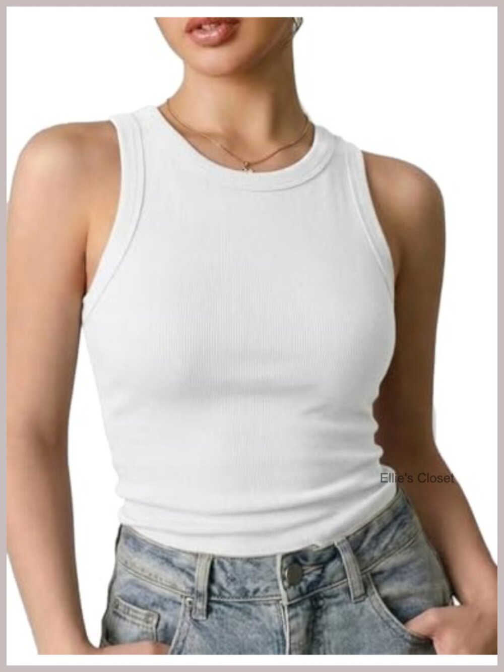 Women's Ribbed Scoop Neck Tank Top Slim Fit Sleeveless Basic